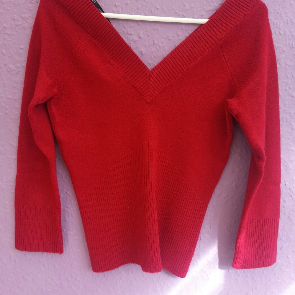 - Ladies XOXO red knitted cardigan jumper size S new 3/4 sleeves